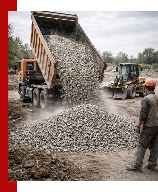 Доставка щебня в Барабинске крупными и мелкими фракциями