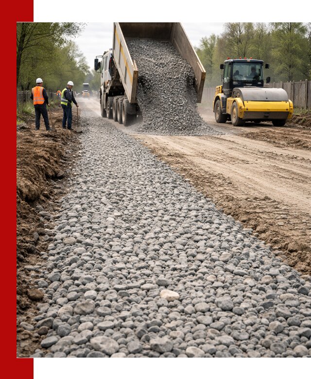 Доставка щебня для отсыпки дорог в Барабинске высокого качества