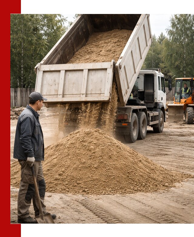 Доставка и продажа песка с разгрузкой в Барабинске