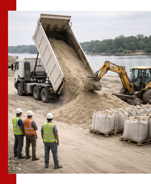 Доставка речного песка в Барабинске самосвалами и погрузкой