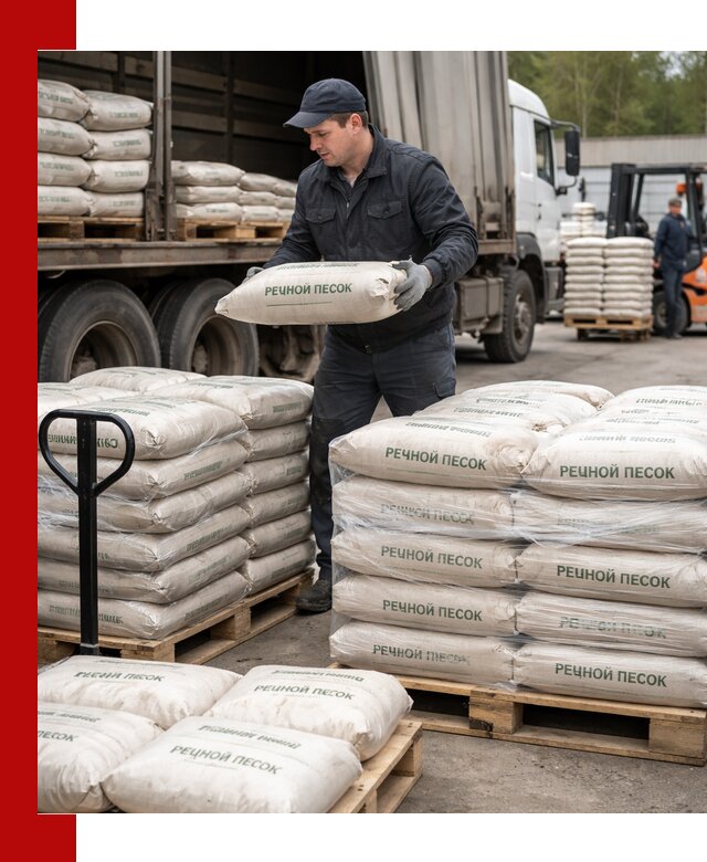 Речной песок в мешках с доставкой в Барабинске