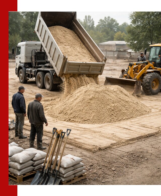 Доставка мытого песка в Барабинске с самосвалами по выгодной цене