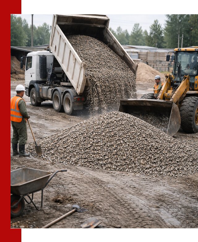 Мытый гравий с доставкой в Барабинске от карьера до участка