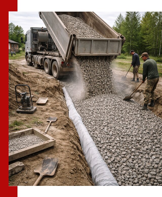 Гравий для дренажа с доставкой в Барабинске качественный и недорогой
