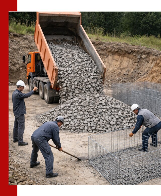 Камень для габионов с доставкой в Барабинске быстро и надёжно