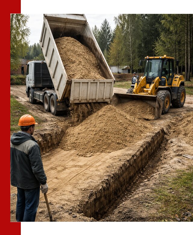 Доставка песчаного грунта в Барабинске для строительных работ