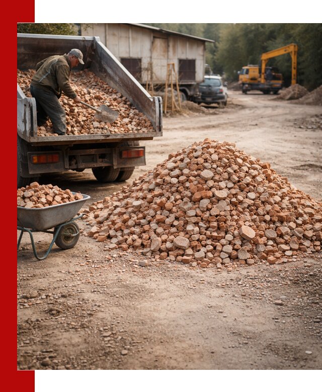 Доставка и подушка из боя кирпича с разгрузкой в Барабинске