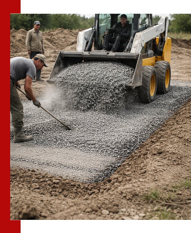 Устройство щебеночной подушки в Барабинске для дорог и фундаментов